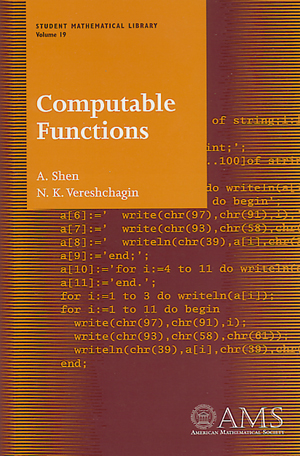 Computable Functions: Student Mathematical Library Vol.19(2003)
