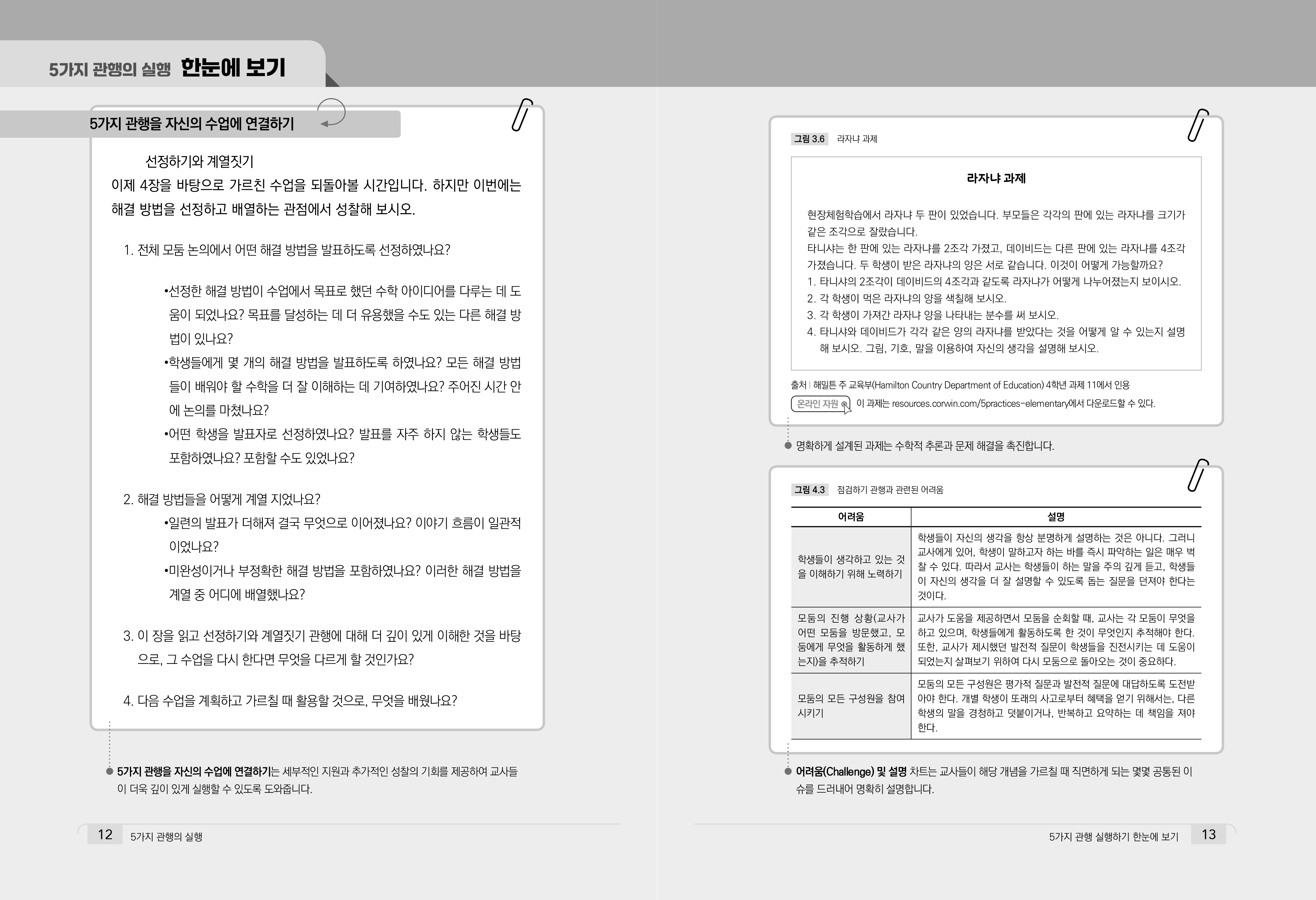5가지 관행의 실행: 어떻게 하면 수학적 논의를 잘 할까? [초등학교]